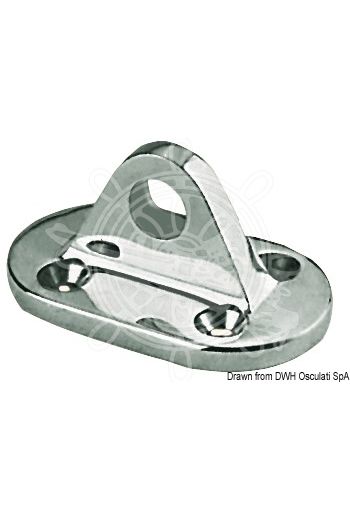 Base plate for lifeline deck mounting, made of AISI 316 stainless steel (Eye: 10 mm, Measures: 62x38 mm)