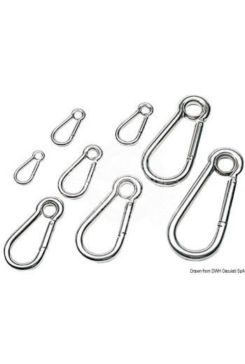 Carbine hooks made of mirror polished AISI 316 stainless steel