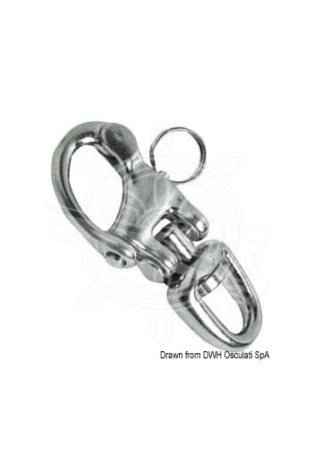Double-joint snap-shackles for spinnaker, halyards and general purposes, made of stainless steel