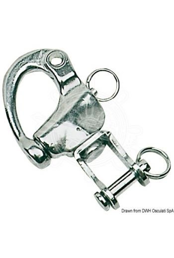 Snap-shacke with swivel and fork for spinnaker, halyards and general purposes, made of stainless steel