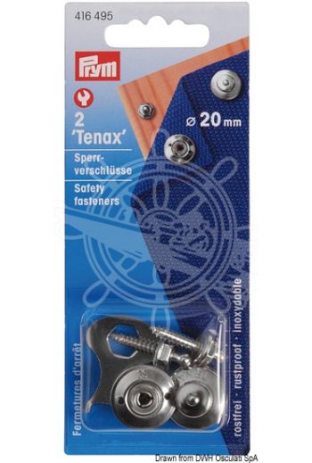 Snap fasteners and male self-tapping fasteners (Package: Display blister, Equipped with: Tool for button screwing, Kit including - buttons: 2 pcs - Female for)