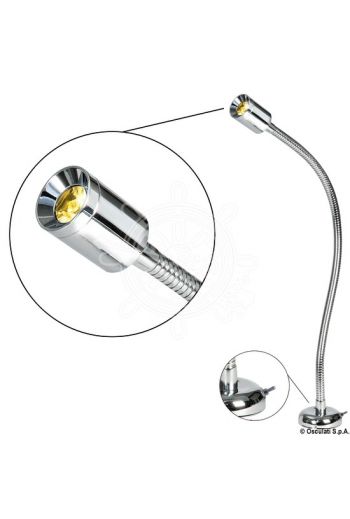 Articulated LED light for bedhead and chart table (V: 12/24, W: 1.2, Switch: Yes, Lumen: 52, K: 2900-3200, LED beam angle: 110°, Light colour: White, Measures: )