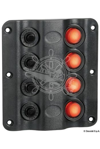 Wave Design electric control panel with rocker switches and LED on/off indicating lights