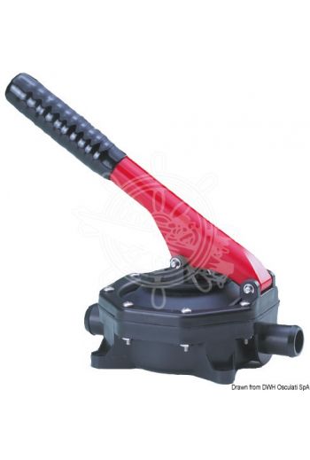 Bulkhead hand pump, fixed lever (Capacity l/pump cycle: 0,33 (30 - 60 pumps/minute), Lever: fixed, Size: 180x125x75 mm, Hose adaptor: 25 mm, Sp)