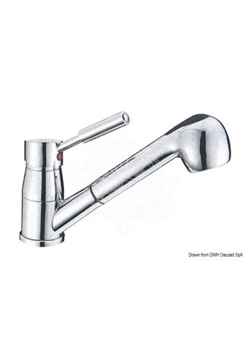 Diana swivelling mixer with ceramic cartridge and removable two-jet shower (A: 50 mm, B: 210 mm, C: 170 mm, D: 105 mm)
