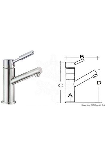 Diana toilet sink mixer with ceramic cartridge (A: 48 mm, B: 165 mm, C: 175 mm, D: 120 mm)