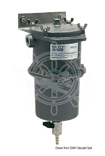 Centrifugal water/fuel separator filter (diesel or petrol), 150 micron (Treads: 3/8”, Flow l/h - constant: 600, Flow l/h - max: 1200, Version: Universale, Measures: 180x140x320 mm, S)