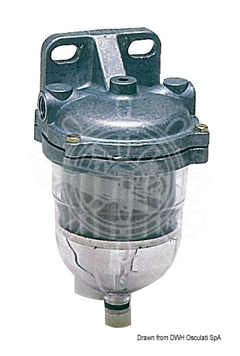 Purifying filter for diesel fuel (Flow l/h - max: 400, Flow l/h - optimum: 130, Washable SS mesh filtering unit: 200 micron, Measures: 150x80 mm)