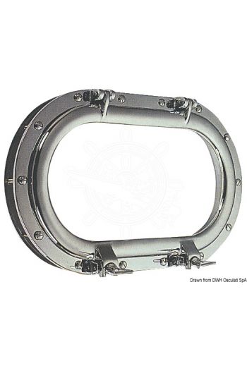 Ovale large portlight (Net light mm: 170x340, Cut size Ø mm: 195x365, All-out Ø mm: 265x435, Thickness mm: 20/70)