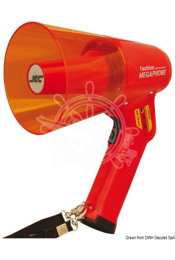Super-compact electronic megaphone (W: 20, Range - in urban areas: 300 m, Range - outdoor: 900 m, Ø mouth: 130 mm, Power: 8 x AA 1.5 V, Duration: )