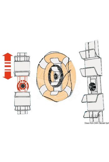 Adjustable bracket for ring lifebuoys and installation kit