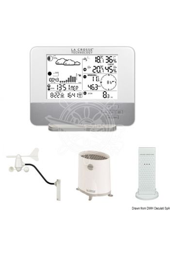 LE CROSSE WS1640-WHITE meteo station (Station: 185x140x14 mm – 300 mAh rechargeable lithium battery, Igro/thermal sensor: 57x62x156 mm - 2xAA batter)