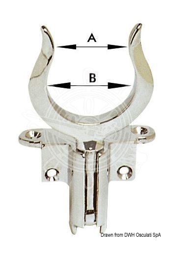 Special chromed brass rowlock (Stem Ø mm: 12, A mm: 42, B mm: 50)