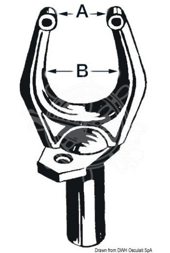 Black nylon rowlock (For legs Ø mm: 12, A mm: 32, B mm: 46)