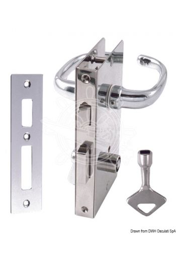 Locks with swivelling lock from one side and key lock release from the other