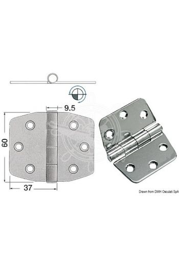 Hinges 2 mm thickness (Measures: 74x60, Type: standard pin)