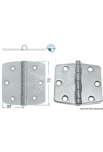 Hinges 2 mm thickness (Measures: 74x75, Type: standard pin)