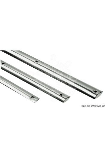 Low profile D-section rubbing strake made of mirror polished AISI 316 stainless steel