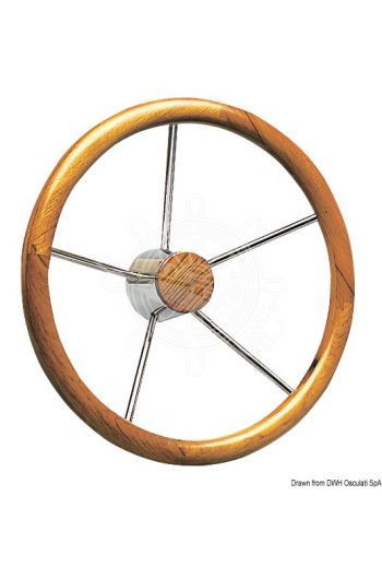 Steering wheel with external teak wheel rim, thick diameter