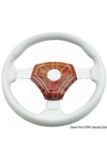 White soft expanded polyurethane steering wheel