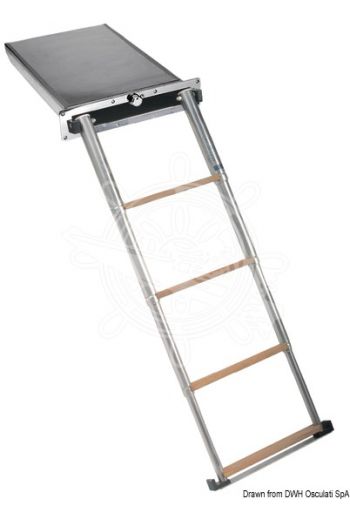 TOP LINE foldaway ladder (Steps: 4 Teak, Length mm: 1137, Front plate mm: 502X91)