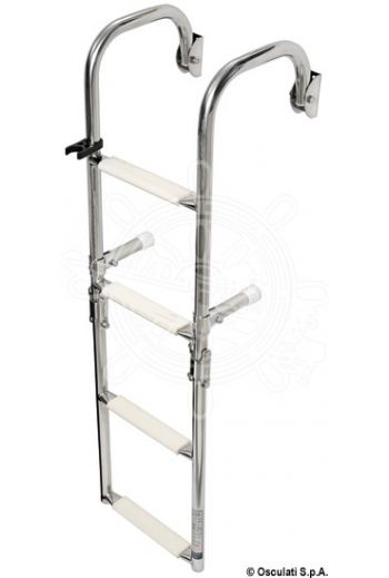 Foldable ladders with arch mounting arms