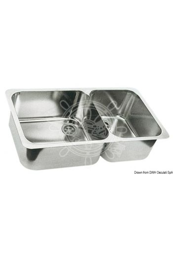 Double sink (Measures: 600x320, Measures: 330x300 + 240x300, Hight mm: 155, Drain OPTIONAL: 50.186.98; 50.186.99)