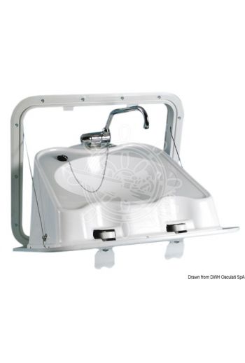 ABS wall foldable sink (Recess mm: 440x390, External mm: 520x460, inside overhang mm: 320, Open sink plane mm: 380x390)