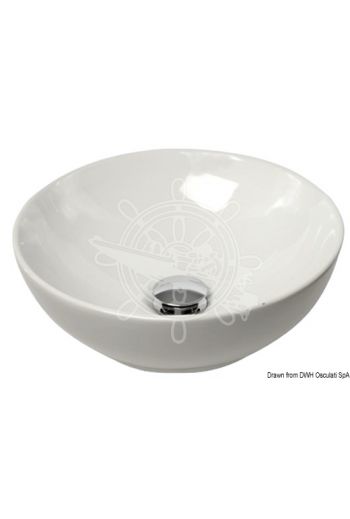 Hemispheric sinks made of white ceramic, for surface mounting