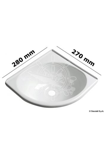 Angle sink (Measures: 280x270x102 (depth), Drain OPTIONAL: 50.170.41; 50.270.41)