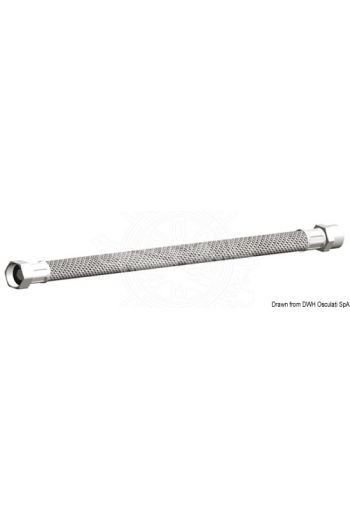 Stainless steel braided pipe suitable for water heating connections (Length: 45 cm, Thread - number/version: 1 (male) + 1 (female), Thread - treads: 1/2")
