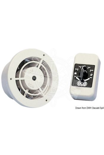 Reversible electric fan (ventilation or air intake) (Height mm: 62, Ø max mm: 125, Neck mm: 92, Capacity: 27/40 m3/ora)