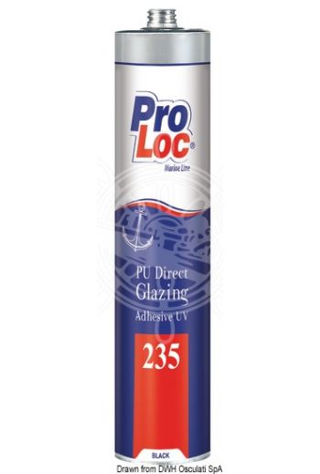 PROLOC 235 UV-resistant PU adhesive for glazing and portlights (Package: 300-ml aluminium cartridge, Coloiur: black, Items per package: 24)