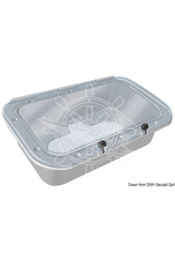 Watertight container with clear cover (External dimension mm: 345x220x18, Depth mm: 130)